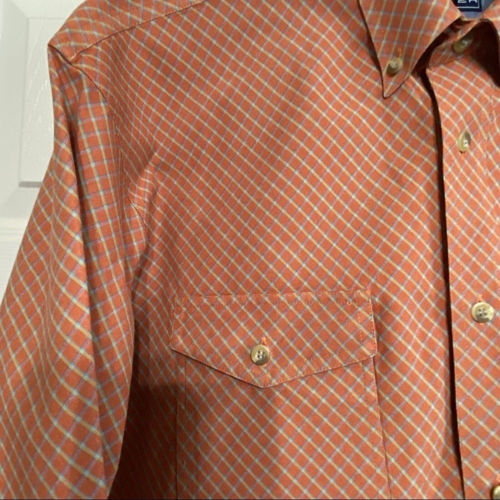 Roper Mens Diamond Plaid Orange Western Shirt Long Sleeve Button Down Sz… - Picture 2 of 9